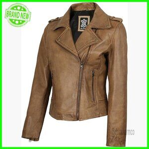 Real Lambskin Leather Jacket Asymmetrical Style Long Sleeve Outerwear